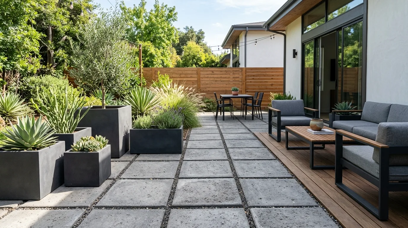 Concrete Patio With Warm Decor